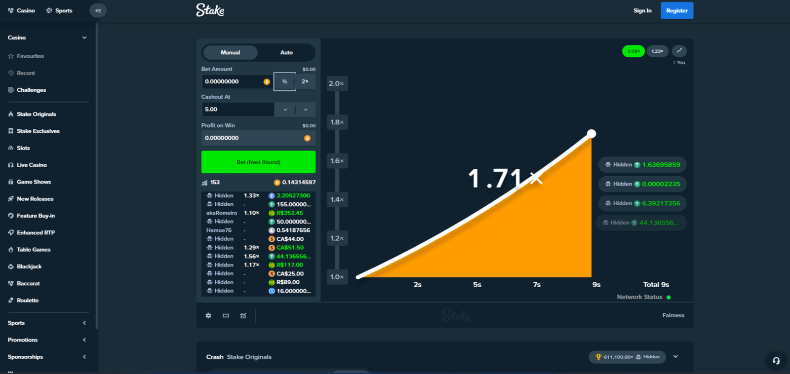 Crypto Crash Games at Stake Casino